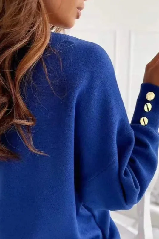 V-Neck Button Knit Pullover Sweater - Image 6