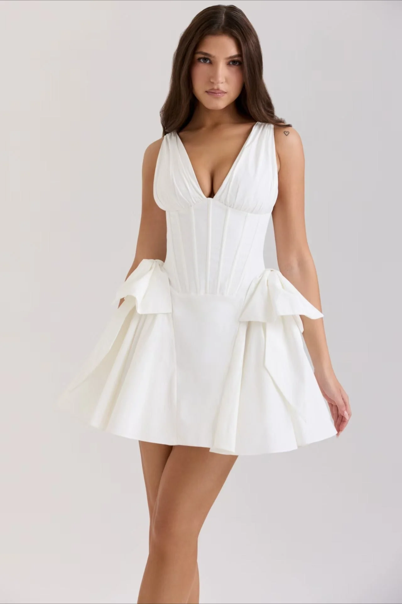 V-Neck Corset Puff Party Dress - Image 5
