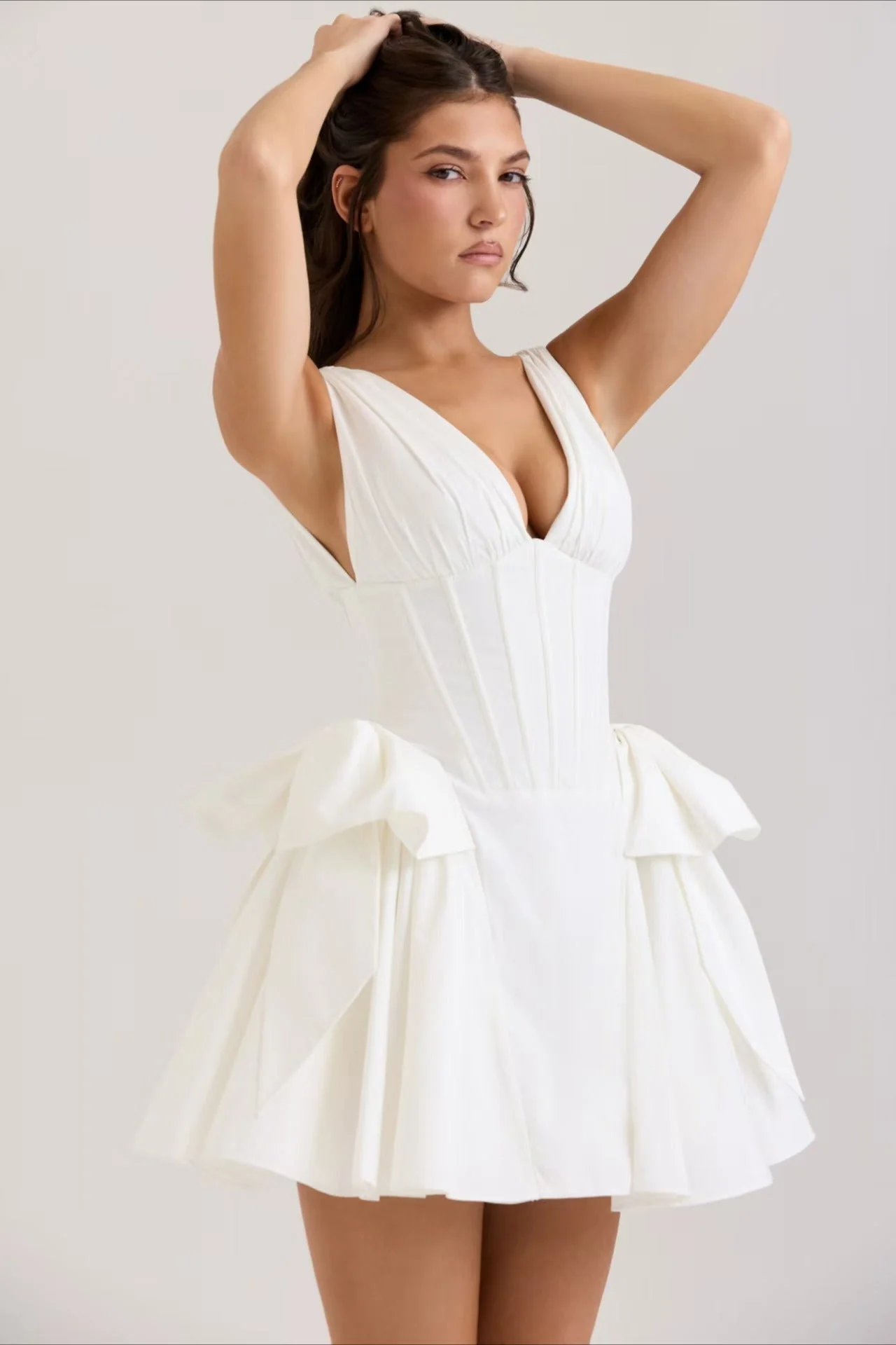 V-Neck Corset Puff Party Dress - Image 6