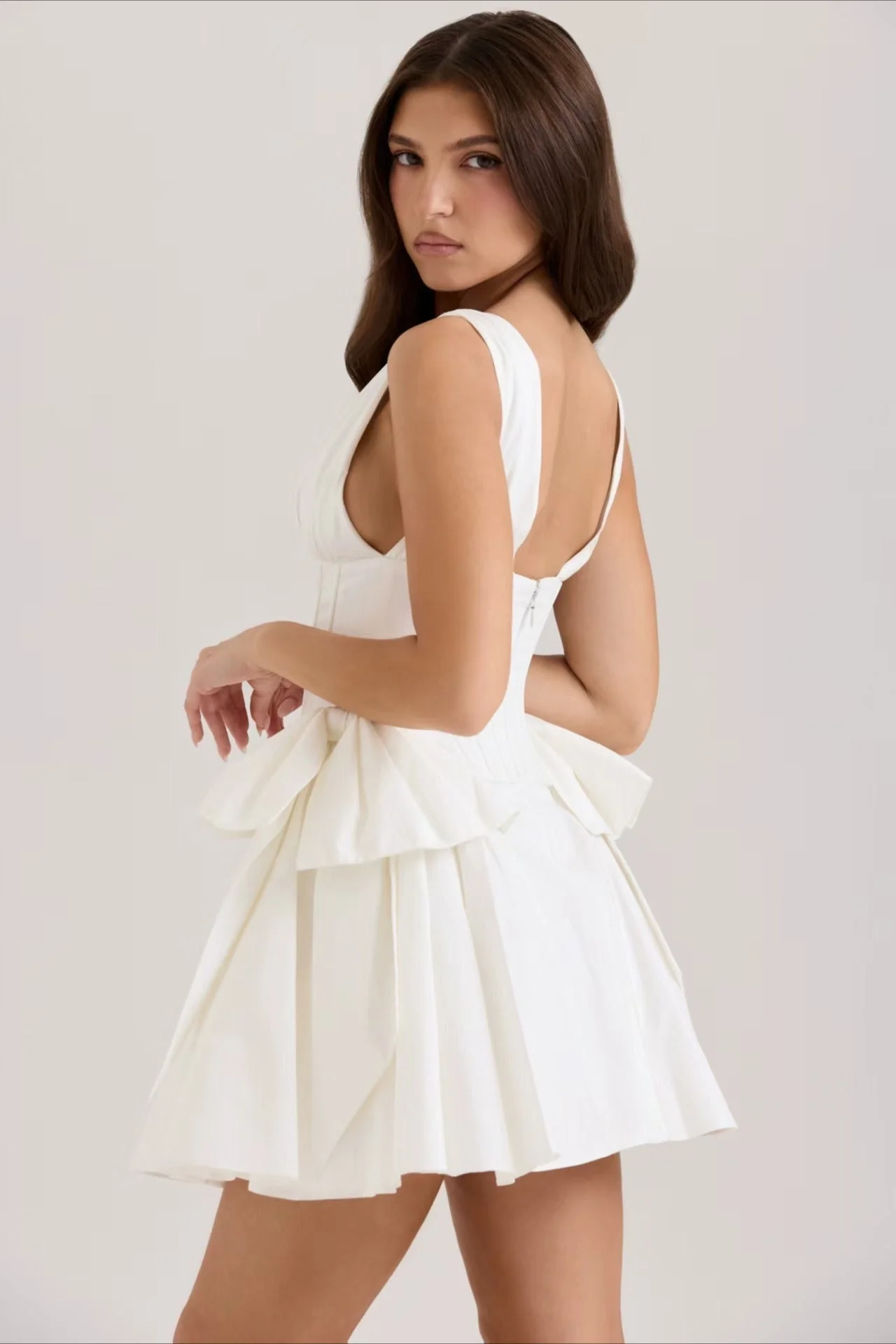 V-Neck Corset Puff Party Dress - Image 7