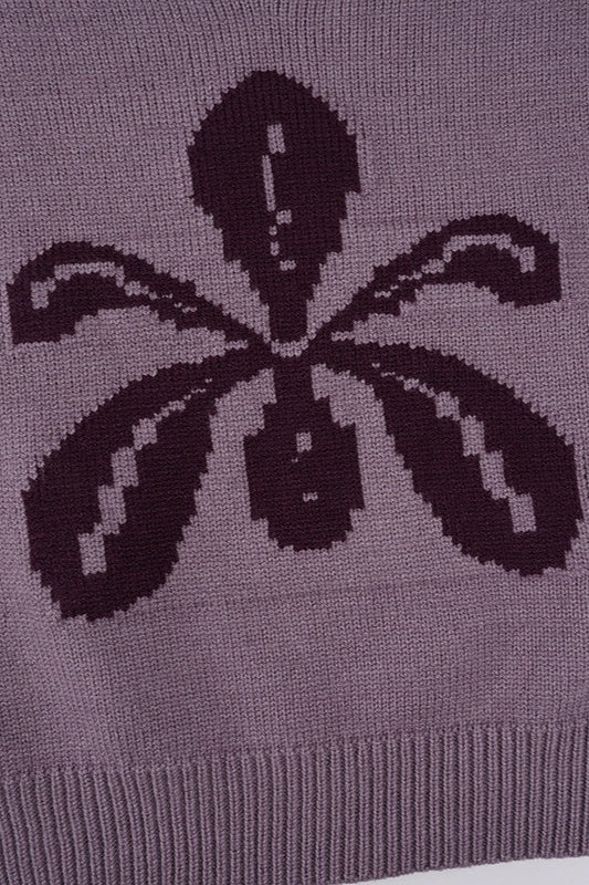 V Neck Floral Jacquard Sweater - Image 9