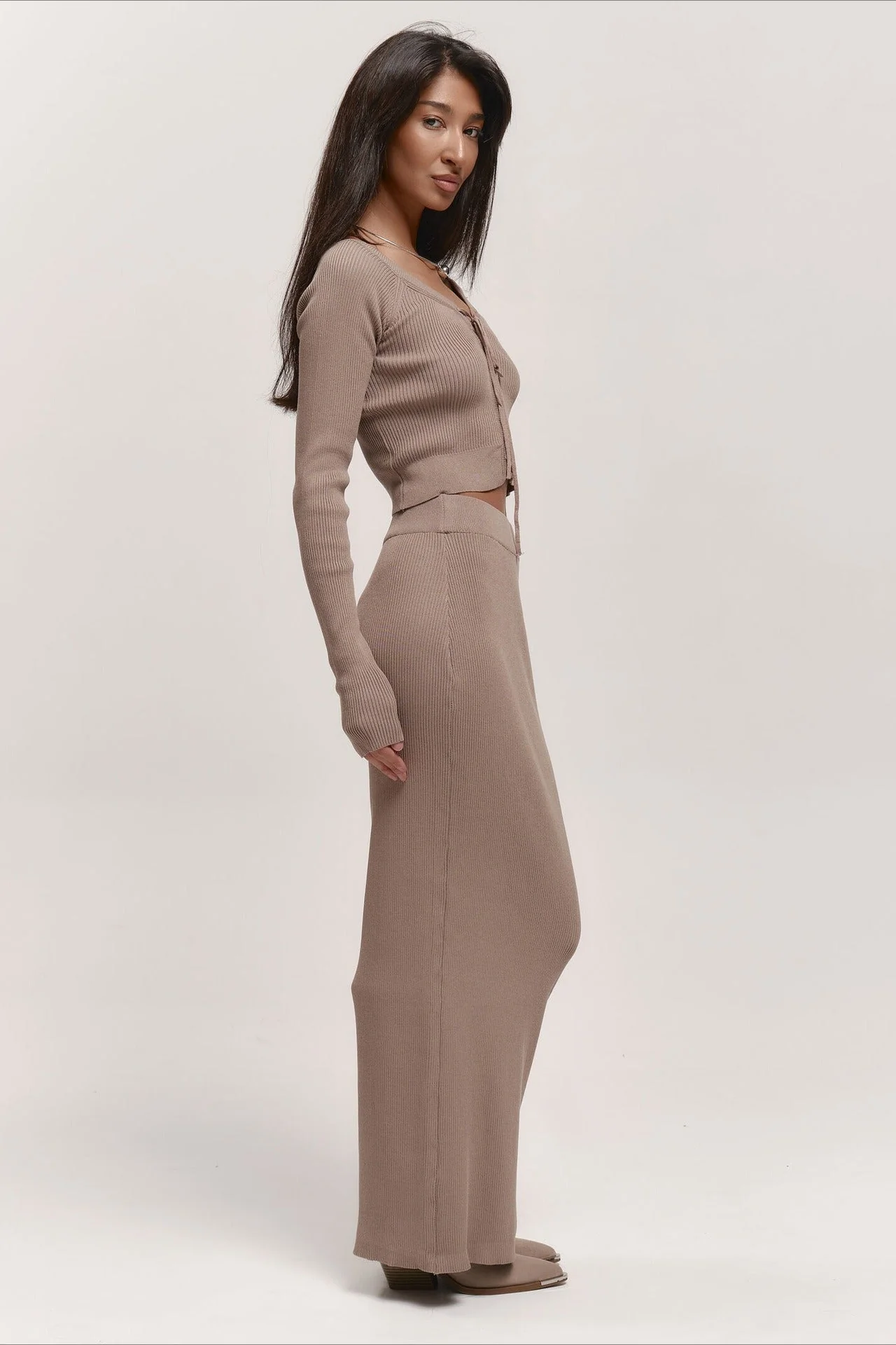 V-Neck Knit Crop Top Sweater Dress - Image 11