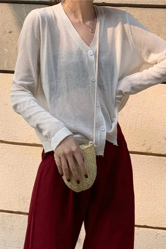 V-Neck Lightweight Knit Cardigan - Image 10