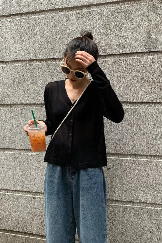 V-Neck Lightweight Knit Cardigan - Image 12