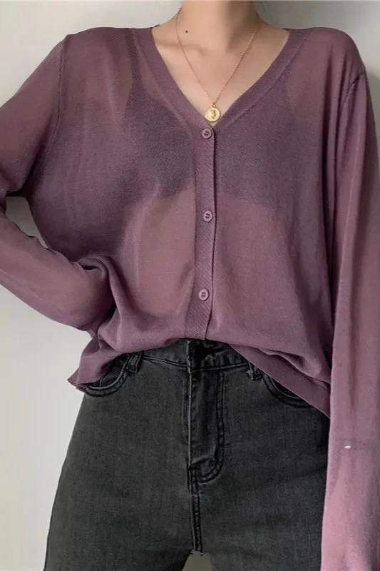 V-Neck Lightweight Knit Cardigan - Image 17