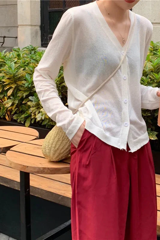 V-Neck Lightweight Knit Cardigan - Image 18