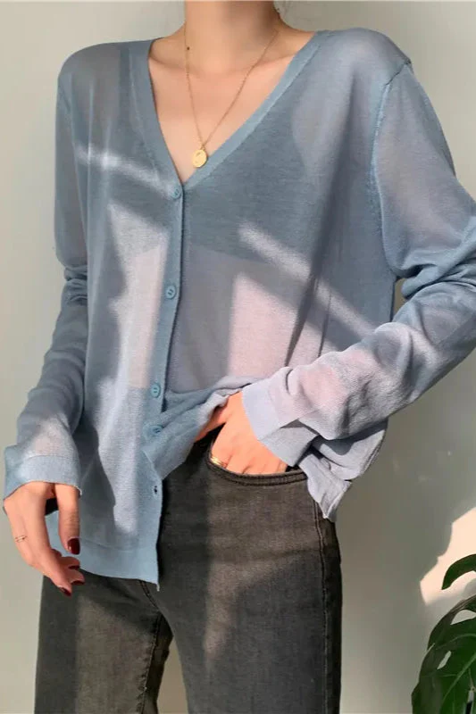 V-Neck Lightweight Knit Cardigan - Image 3