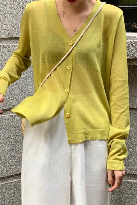 V-Neck Lightweight Knit Cardigan - Image 7