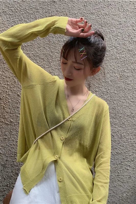 V-Neck Lightweight Knit Cardigan - Image 8