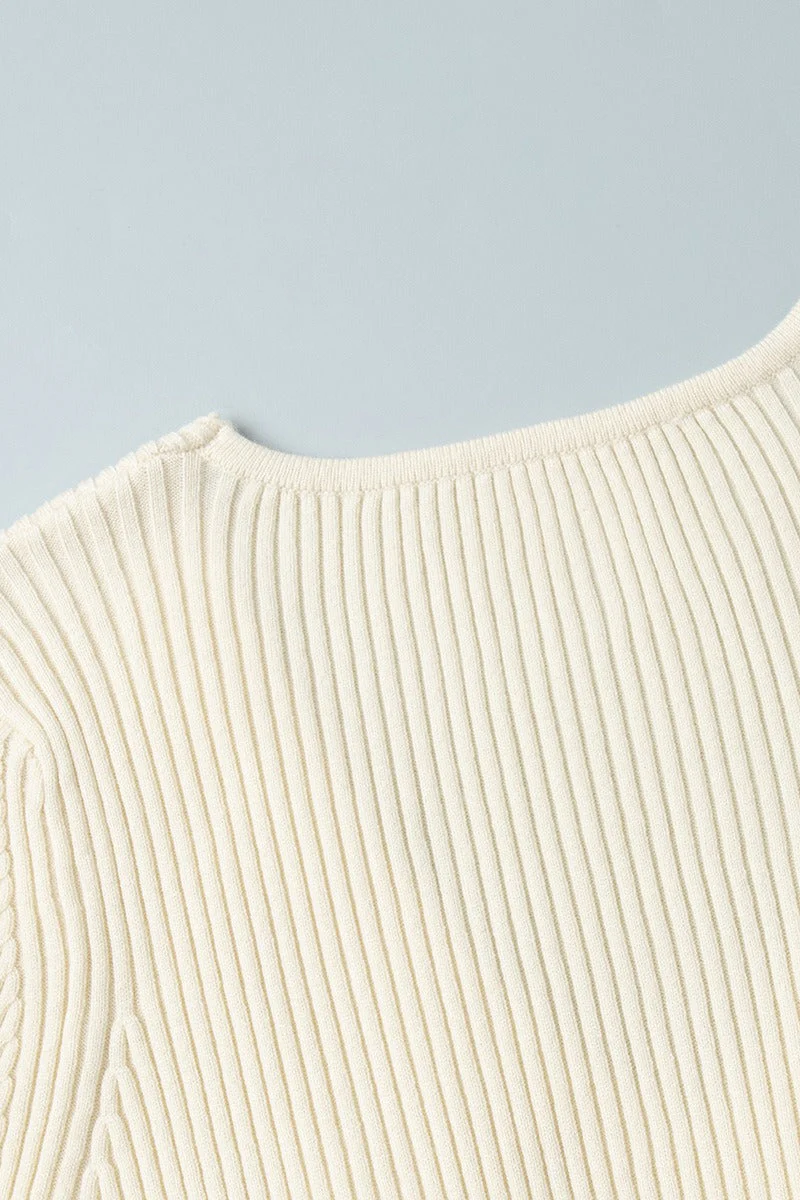 V-Neck Long Sleeve Knit Sweater Dress - Image 13