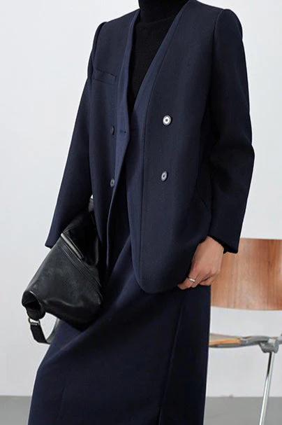 V Neck Single Breasted Blazer - Image 6