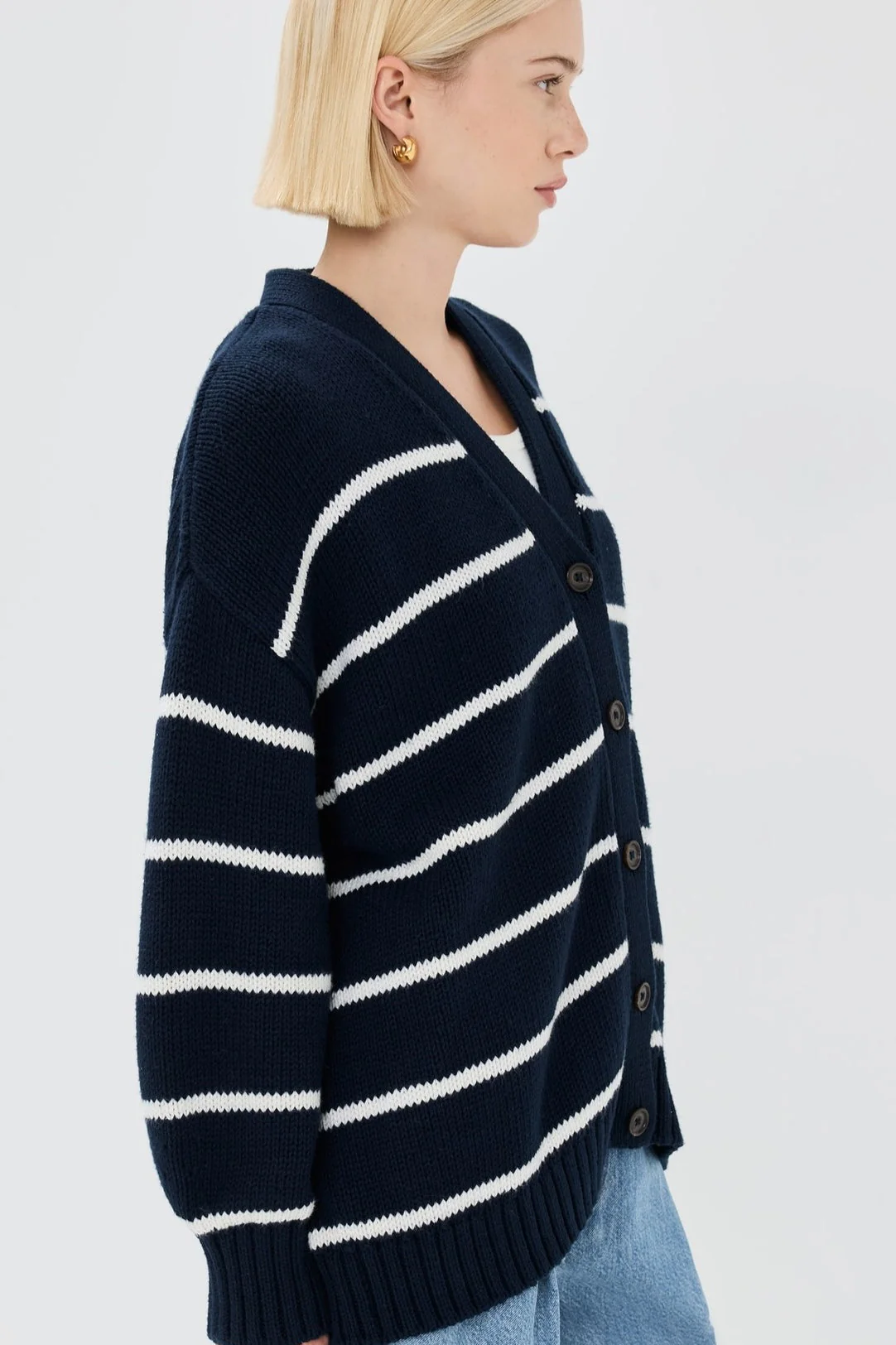 V-Neck Striped Cotton Sweater - Image 13
