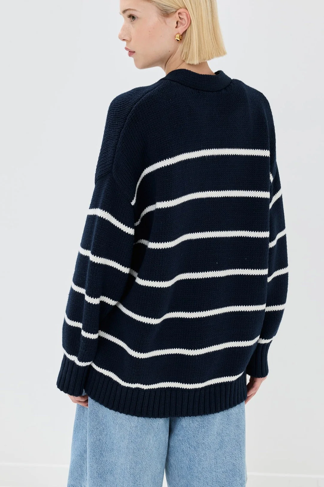 V-Neck Striped Cotton Sweater - Image 14