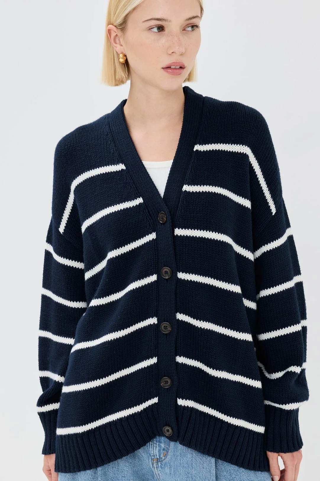 V-Neck Striped Cotton Sweater - Image 17