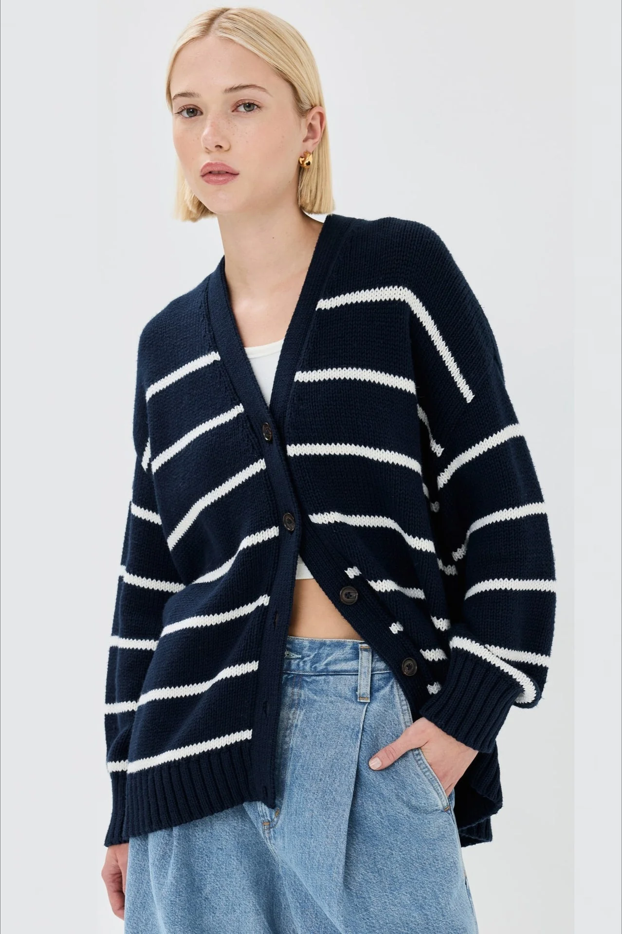 V-Neck Striped Cotton Sweater - Image 21