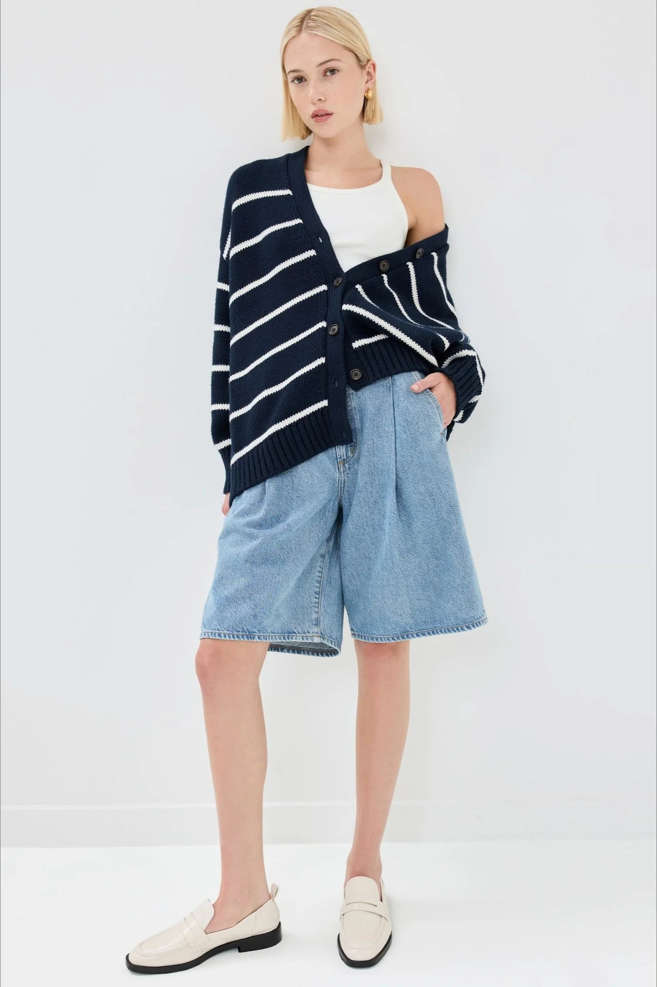 V-Neck Striped Cotton Sweater - Image 34