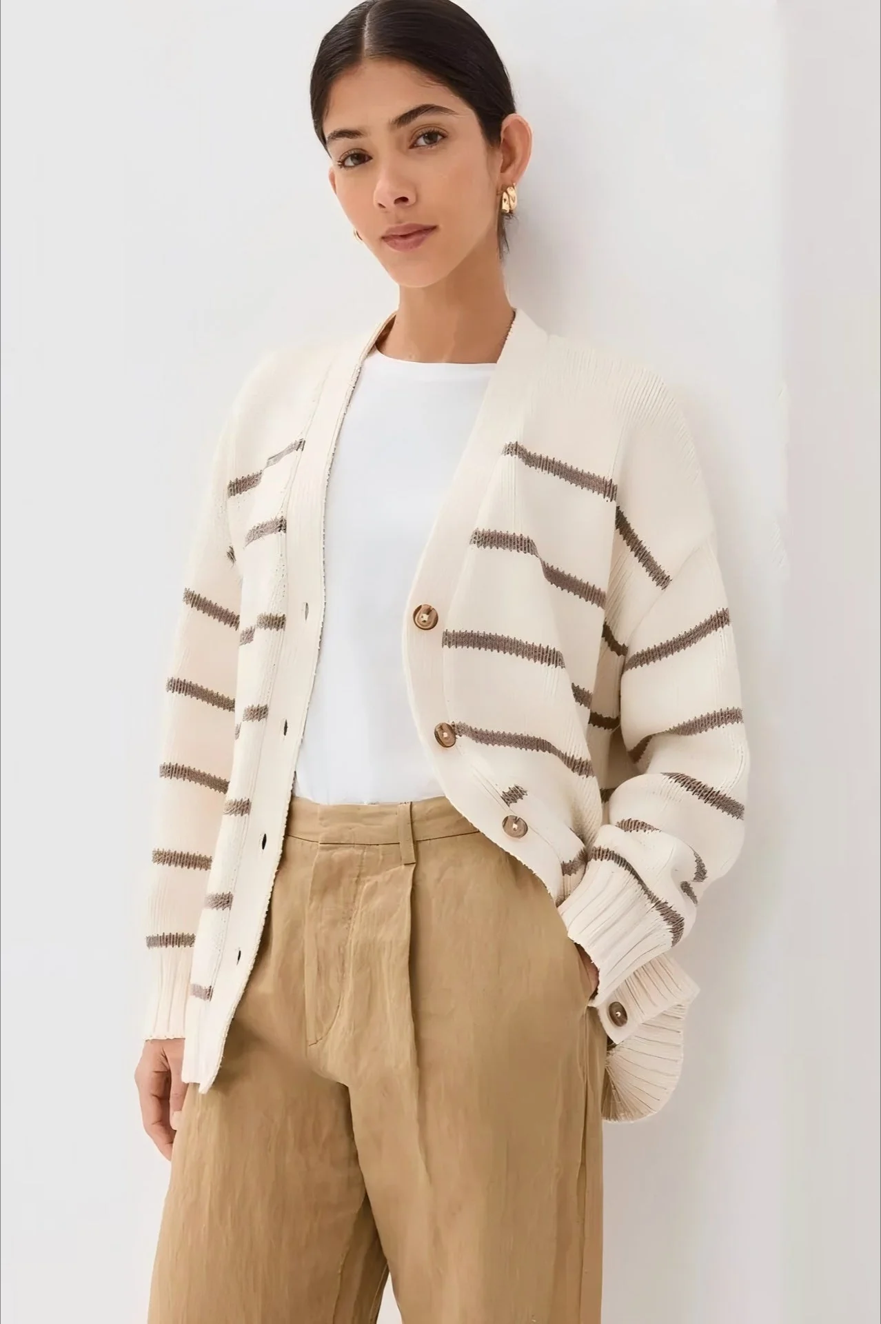V-Neck Striped Cotton Sweater - Image 41