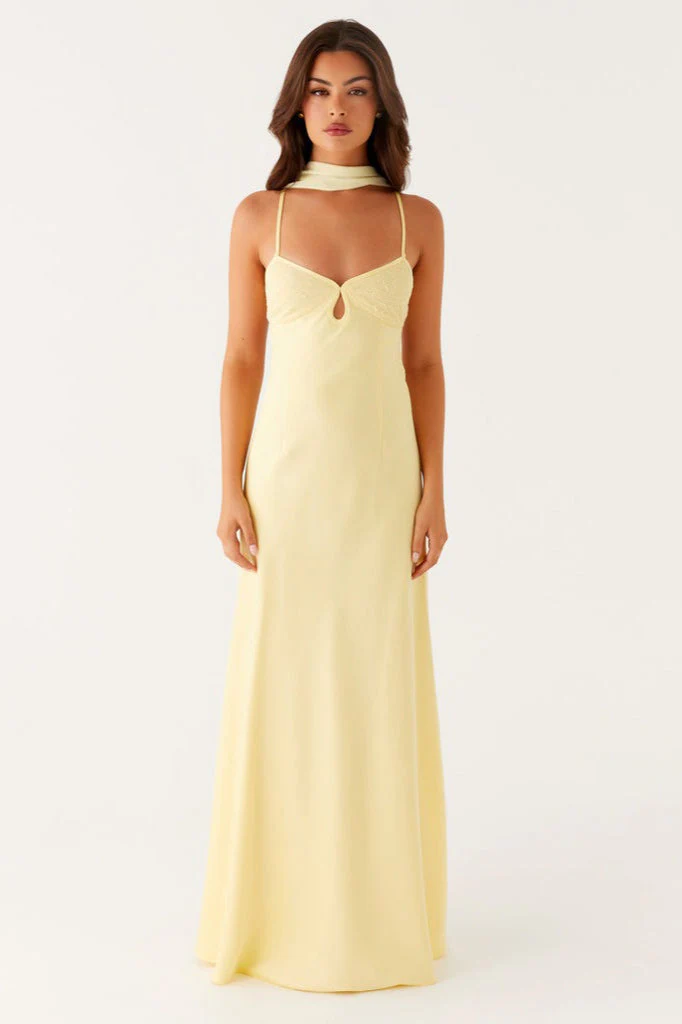 V Neck Tie Back Satin Maxi Dress - Image 3