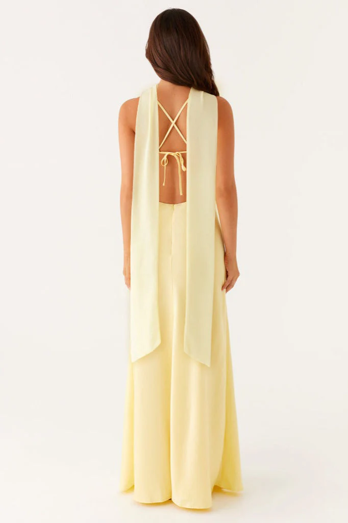V Neck Tie Back Satin Maxi Dress - Image 5