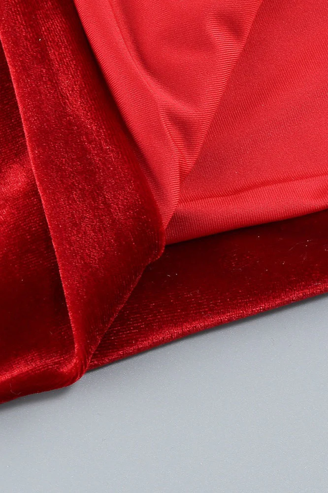 Velvet Strapless Split Party Dress - Image 3