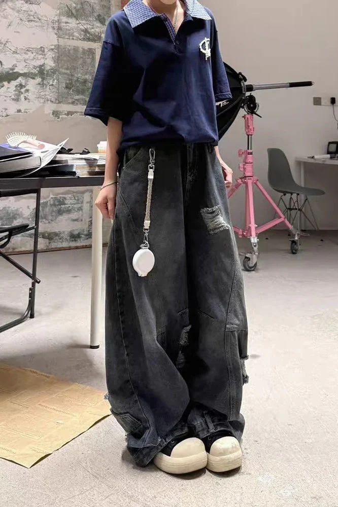 Vintage Baggy Ripped Denim Jeans - Image 3