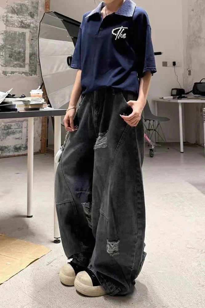 Vintage Baggy Ripped Denim Jeans - Image 4