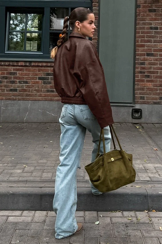 Vintage Brown PU Leather Jacket - Image 6
