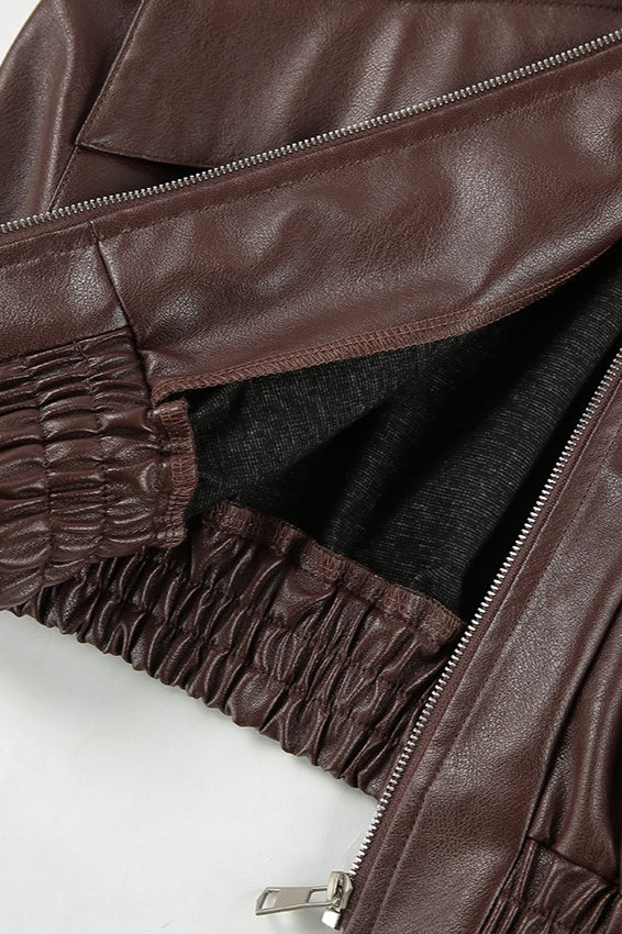Vintage Brown PU Leather Jacket - Image 8