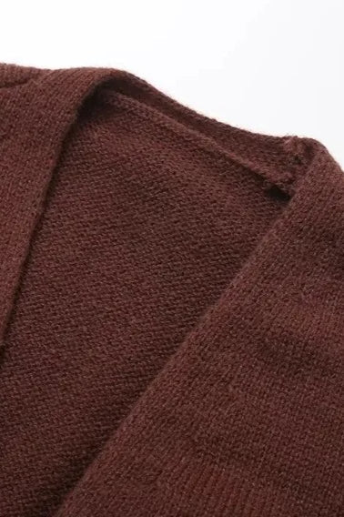 Vintage Button V-Neck Knit Cardigan - Image 8