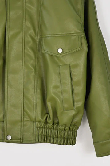 Vintage Green Faux Leather Jacket - Image 9