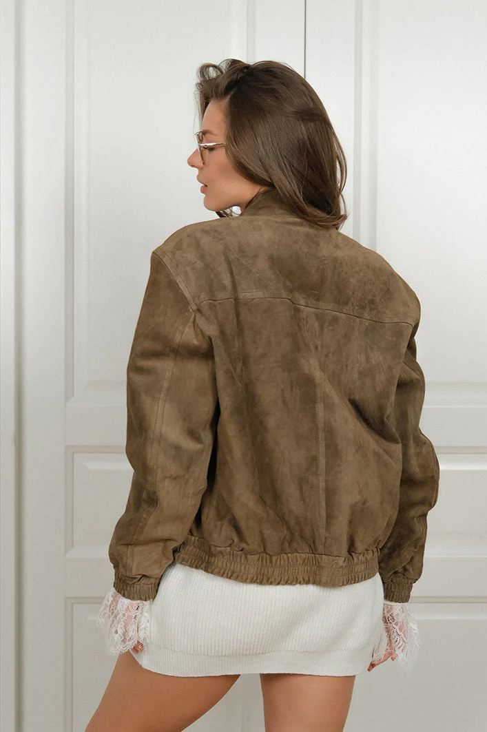 Vintage Khaki Suede Jacket - Image 6