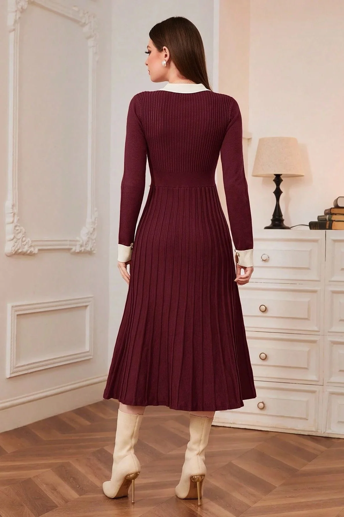 Vintage Knit A-Line Sweater Dress - Image 2