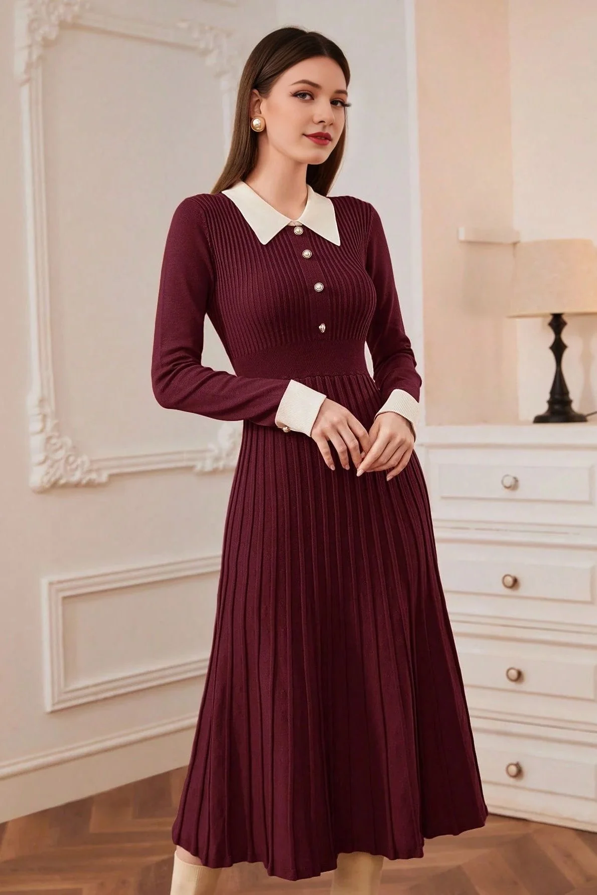Vintage Knit A-Line Sweater Dress - Image 3