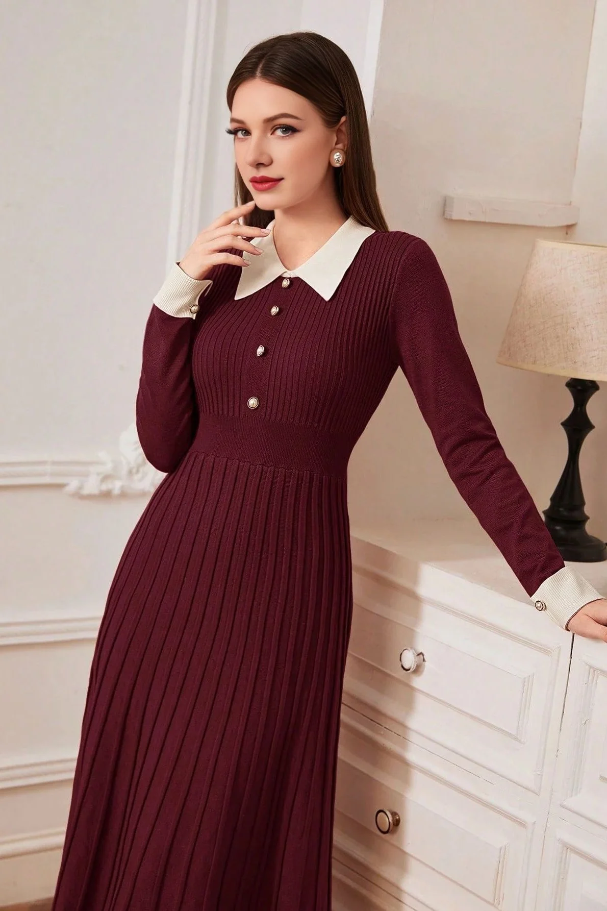 Vintage Knit A-Line Sweater Dress - Image 4