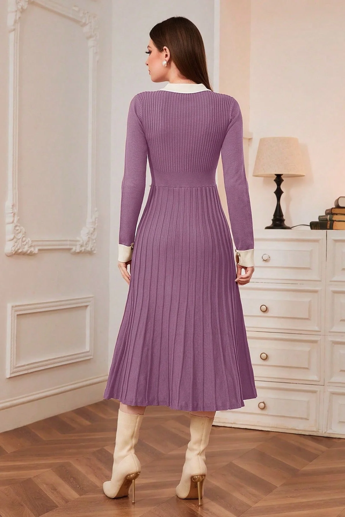 Vintage Knit A-Line Sweater Dress - Image 6
