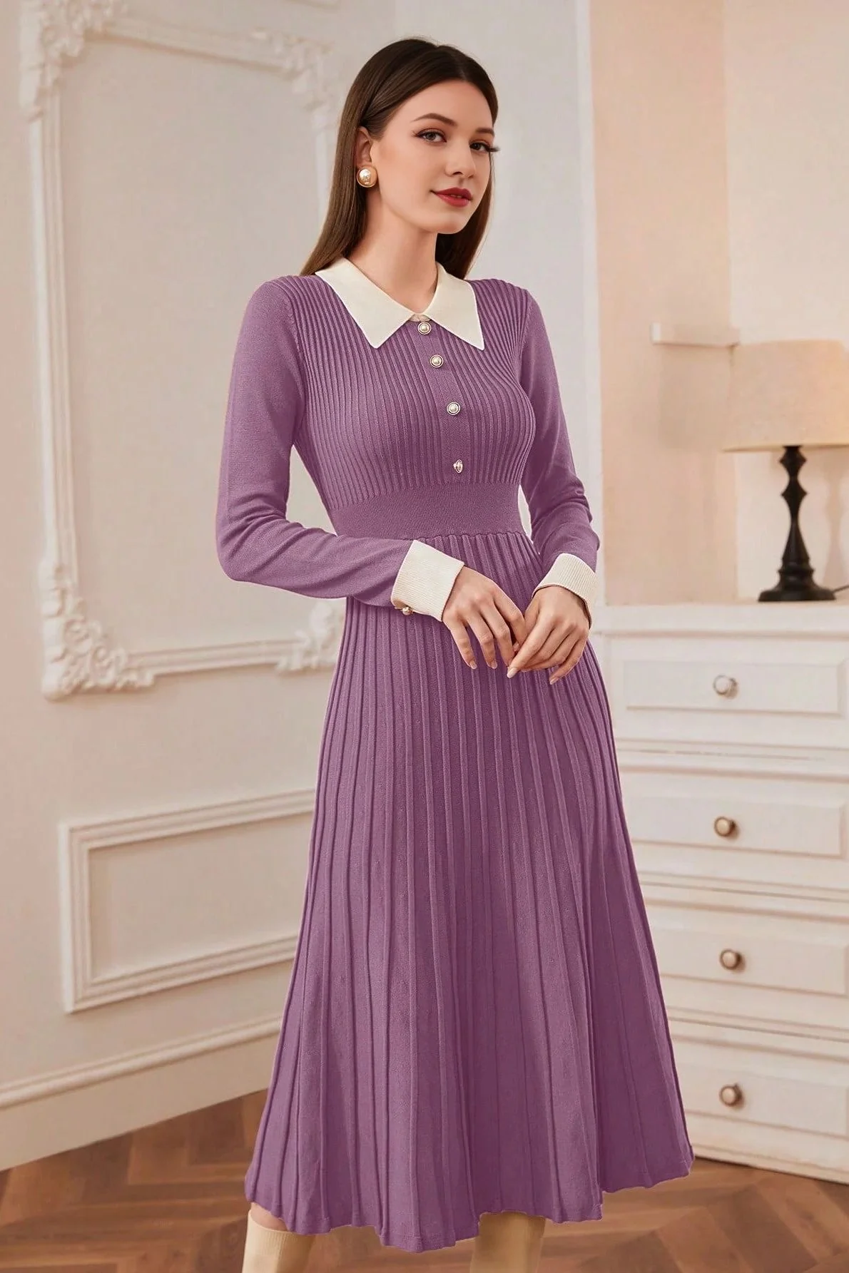 Vintage Knit A-Line Sweater Dress - Image 7