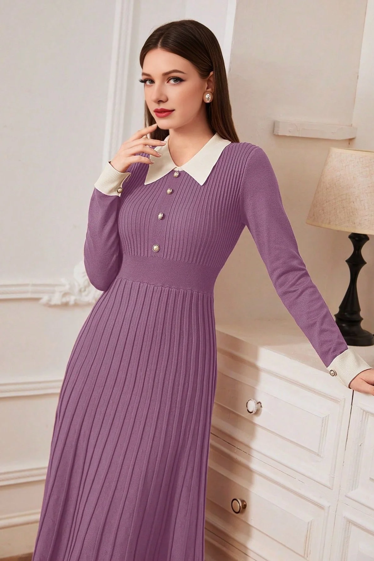 Vintage Knit A-Line Sweater Dress - Image 8
