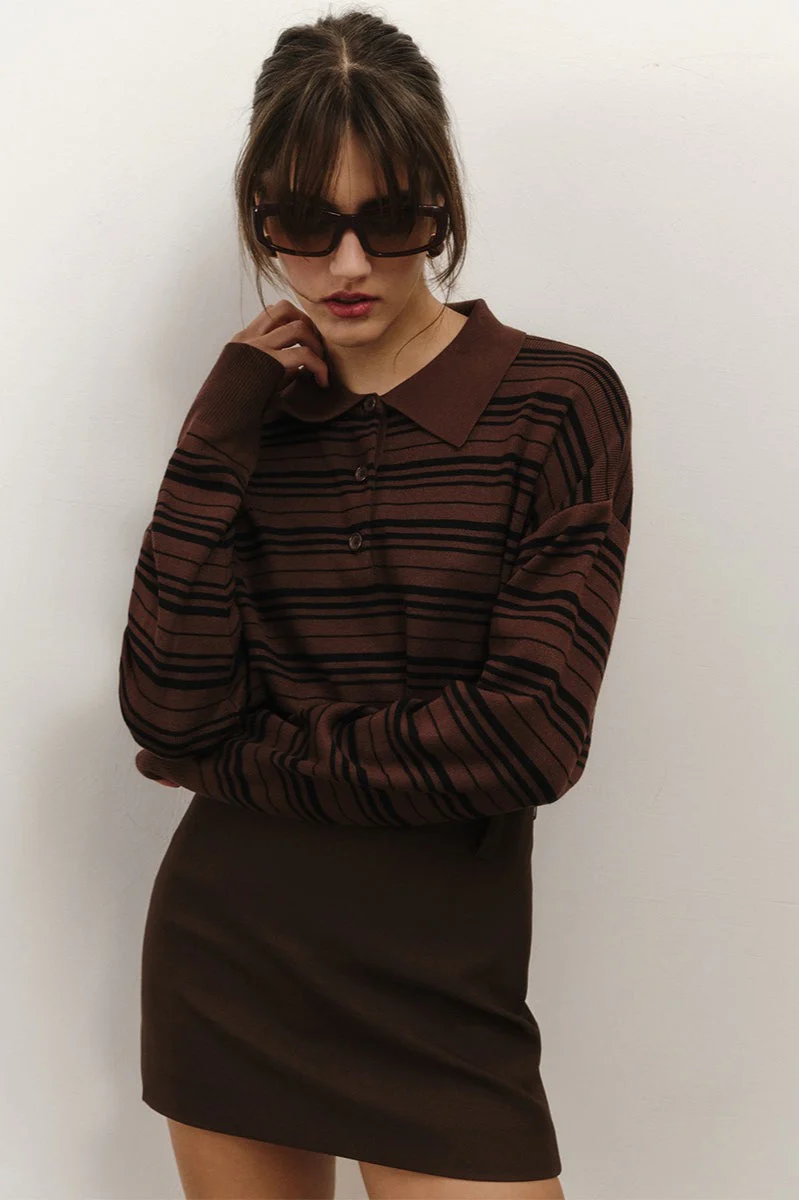 Vintage Striped Knit Polo Sweater - Image 17