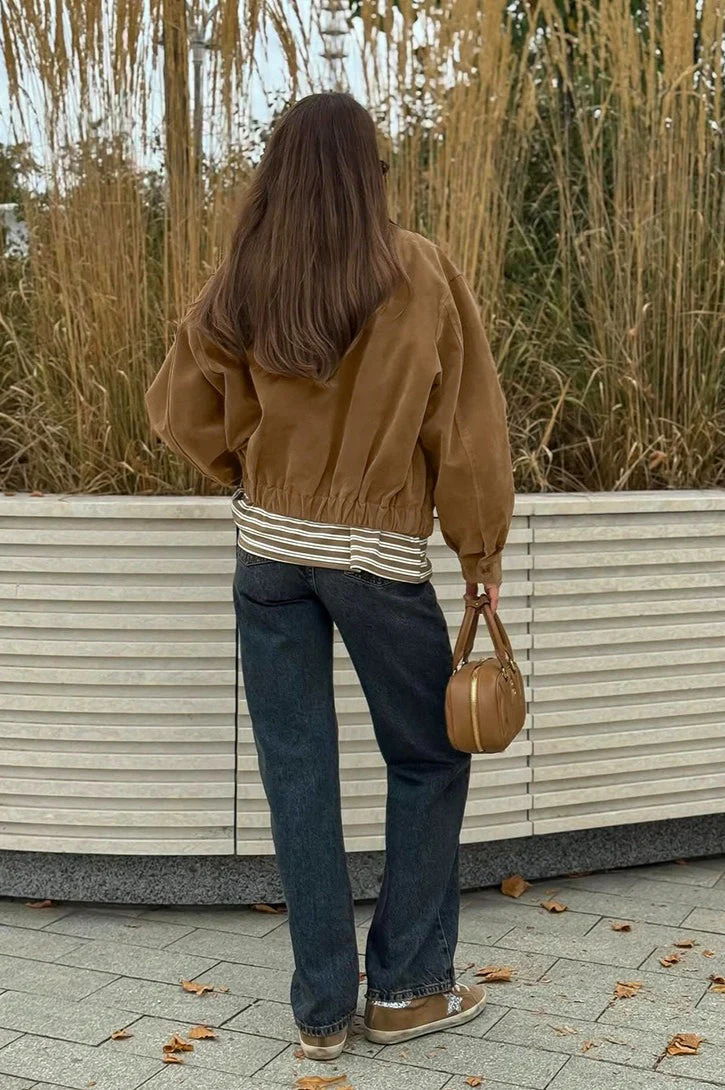 Vintage Suede Zip Front Relaxed Jacket - Image 6