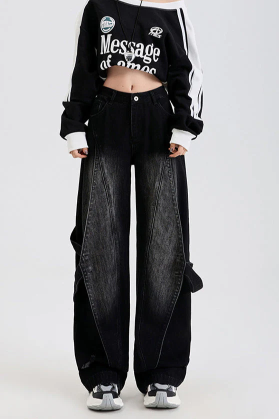 Vintage Washed Patchwork Jeans - Image 2