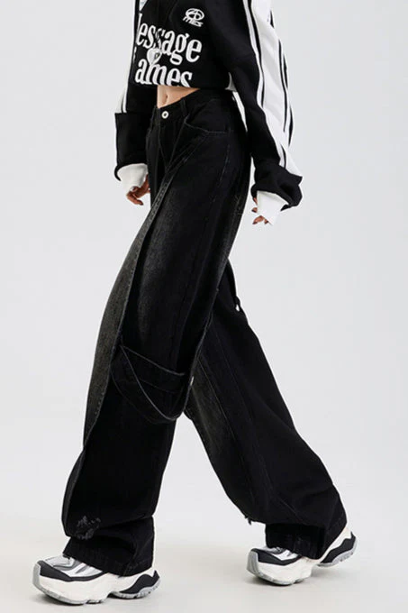 Vintage Washed Patchwork Jeans - Image 4