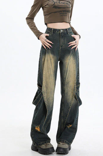 Vintage Washed Patchwork Jeans - Image 7