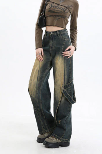Vintage Washed Patchwork Jeans - Image 8