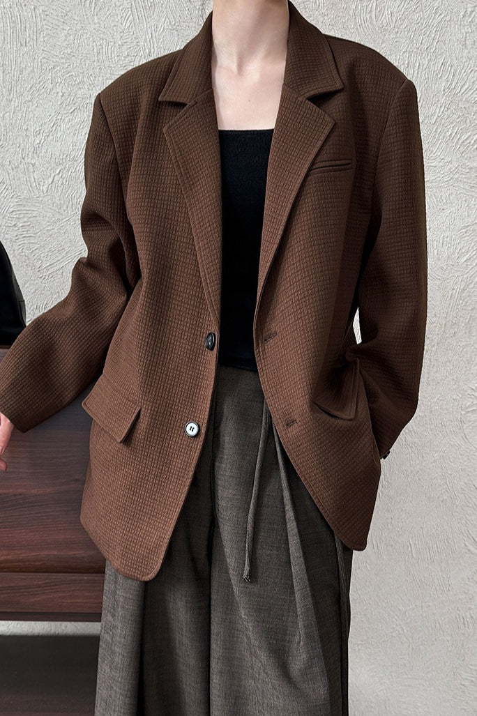 Waffle Textured Oversized Blazer - Image 2