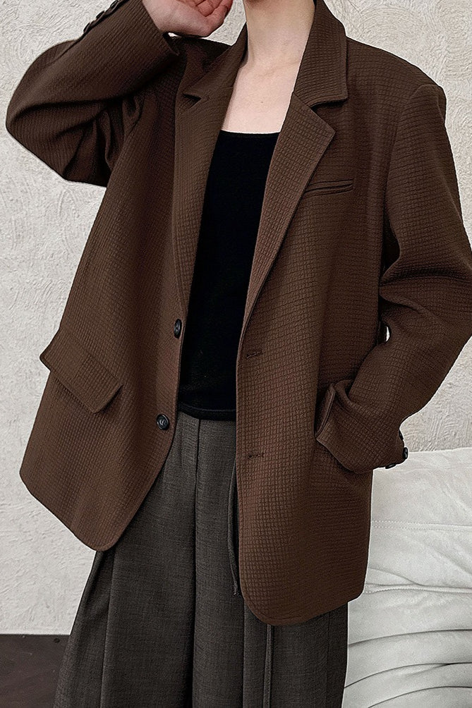 Waffle Textured Oversized Blazer - Image 3