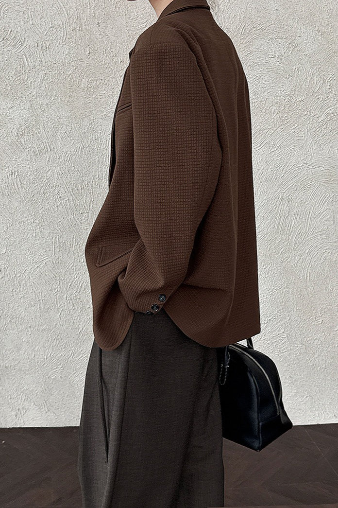 Waffle Textured Oversized Blazer - Image 4