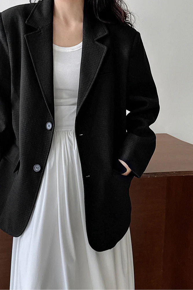 Waffle Textured Oversized Blazer - Image 7