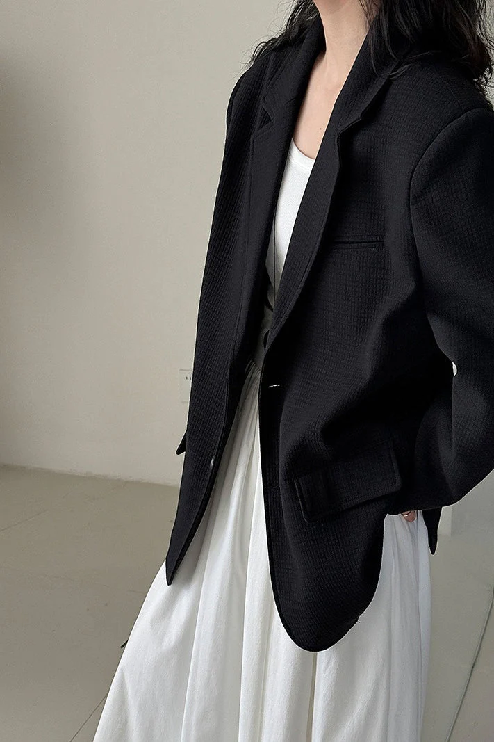 Waffle Textured Oversized Blazer - Image 9
