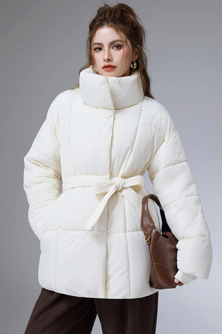 Warm Casual Cropped Cotton Puffer Jacket - Image 3
