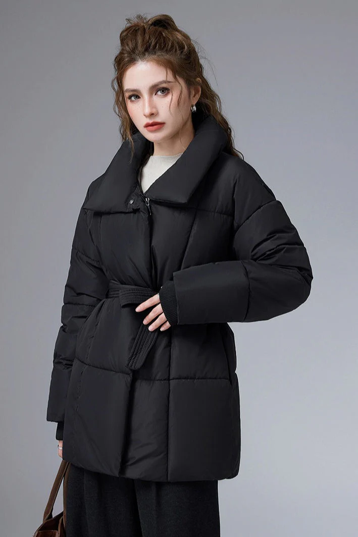 Warm Casual Cropped Cotton Puffer Jacket - Image 7